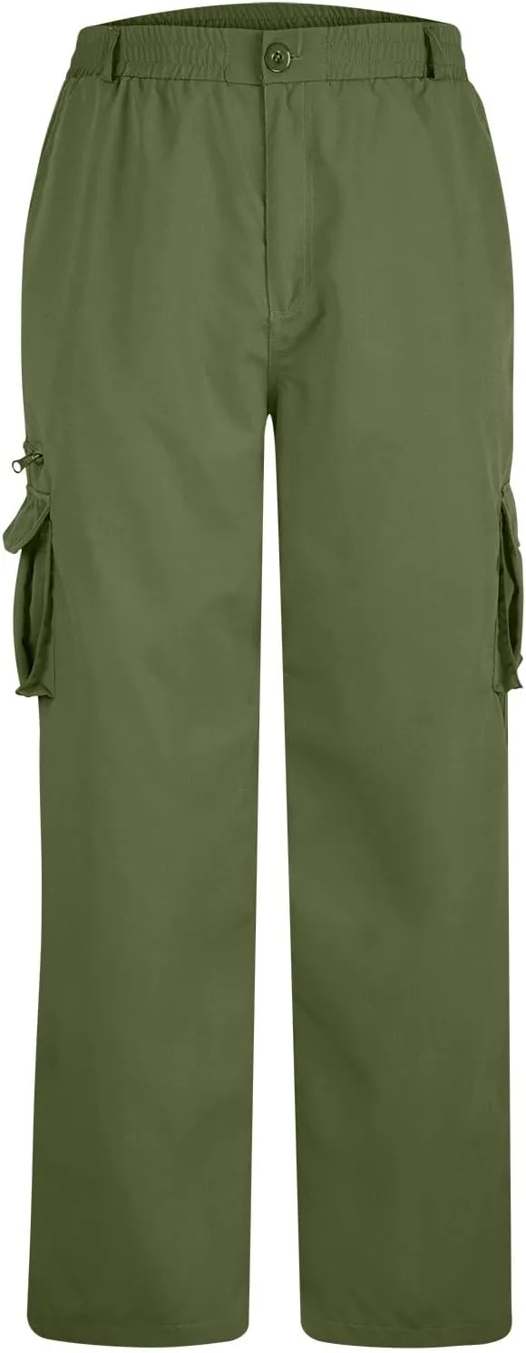 Cargo Pants for Men Big and Tall Loose Fit Joggers Elastic Waist Hiking Pants Relaxed Workout Pants with Pockets