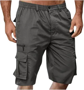 Cargo Shorts for Men Casual Elastic Waist Shorts with Pockets Lightweight Short Length Hiking Pants