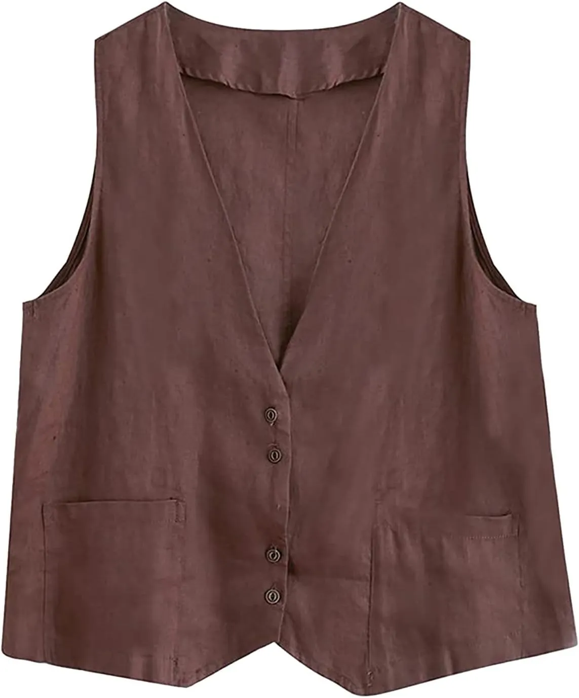 COTECRAM Cotton Linen Vest for Women 2023 Casual Sleeveless Button Down Jacket Lightweight Summer Loose Vests Outerwear