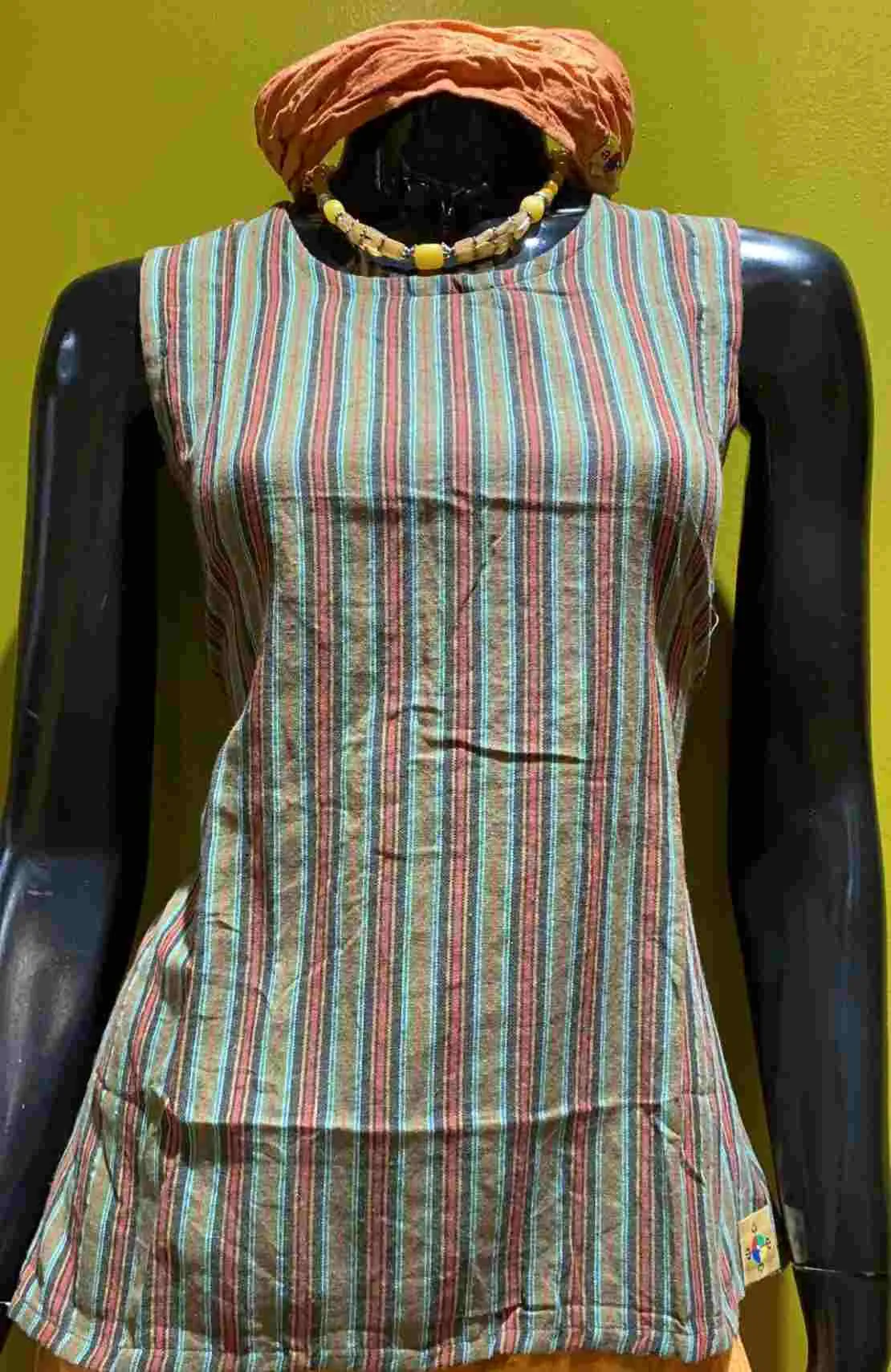 Cotton Wide Strap Tank Top - Stripes