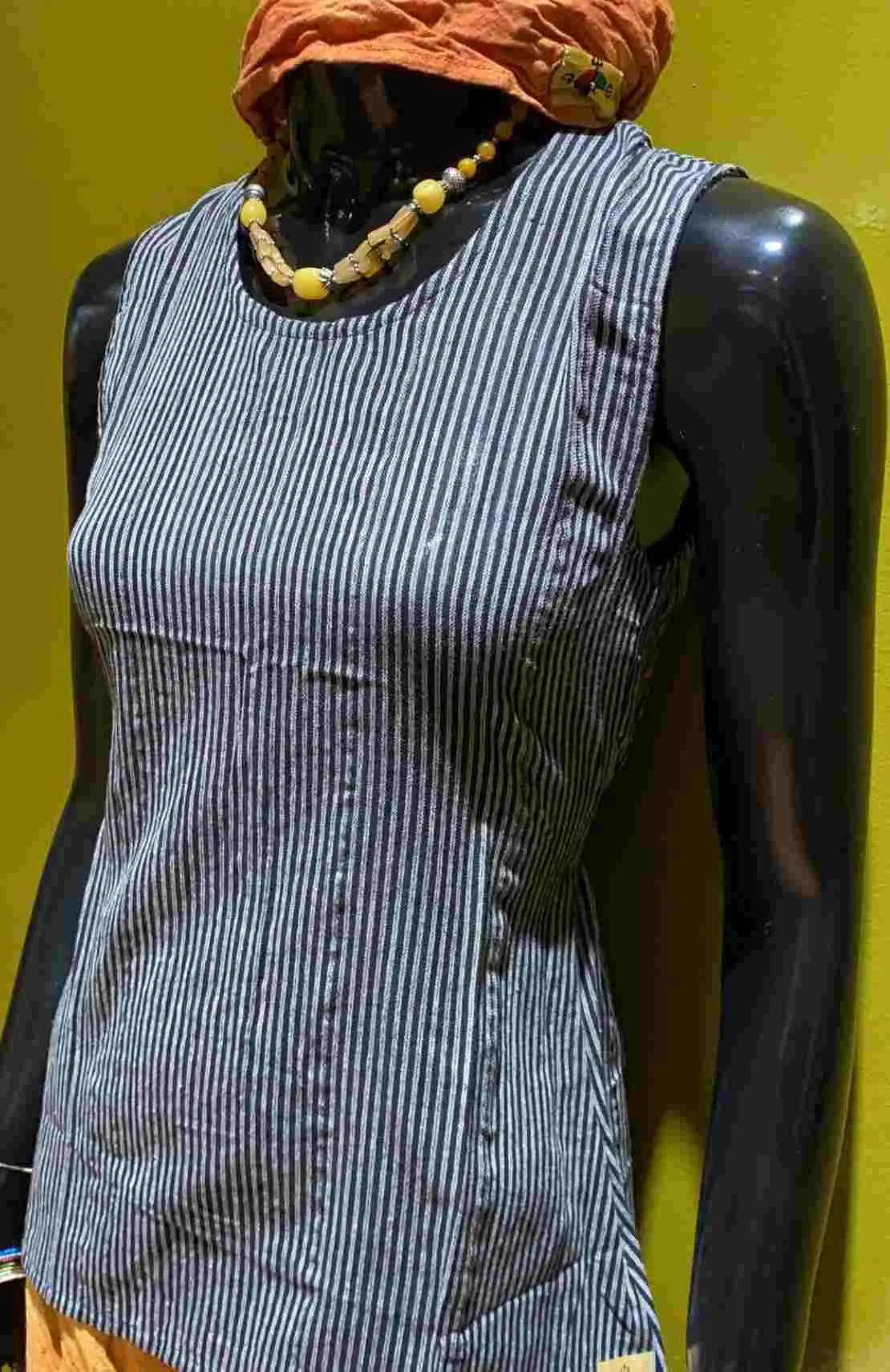 Cotton Wide Strap Tank Top - Stripes