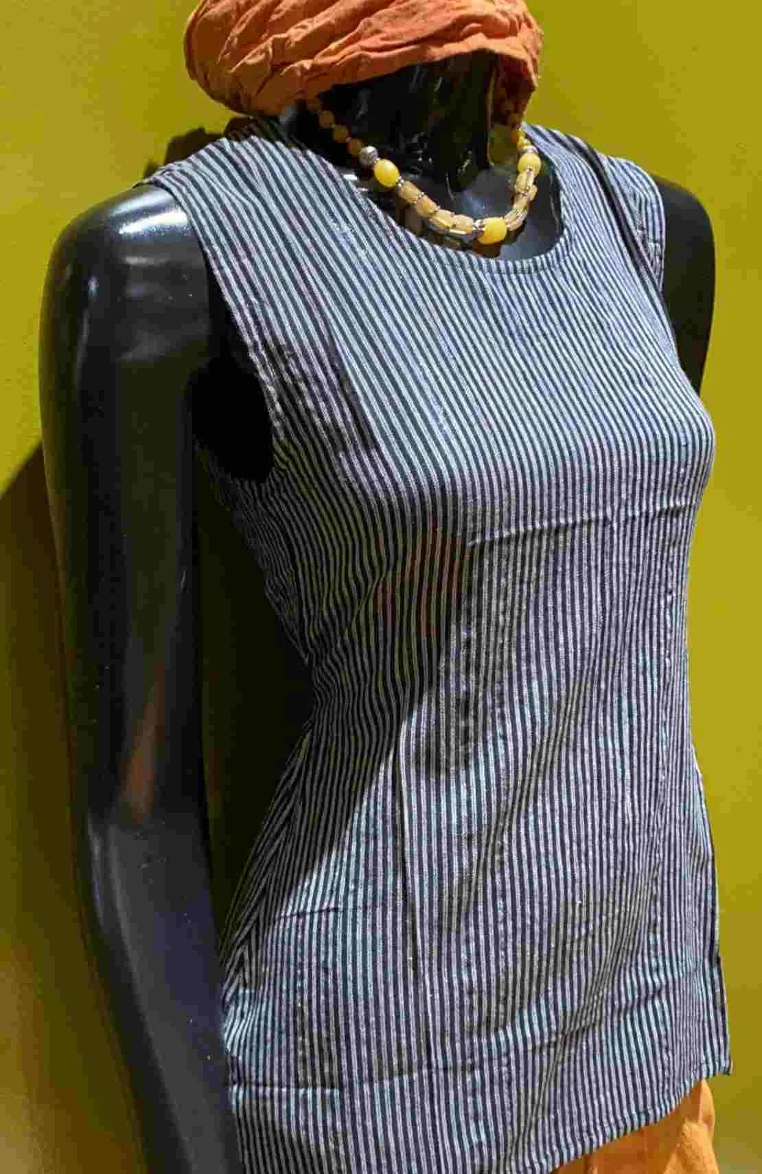 Cotton Wide Strap Tank Top - Stripes