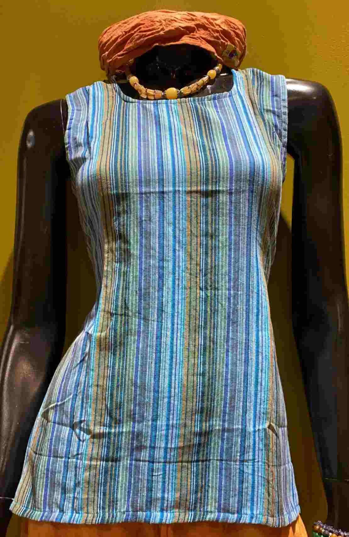 Cotton Wide Strap Tank Top - Stripes