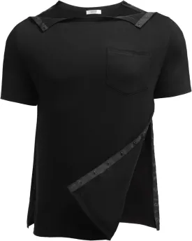 Deyeek Men's Post Shoulder Surgery Shirts Recovery Tear Away Short Sleeve Full Open Side Snap Adaptive Chemo Clothing