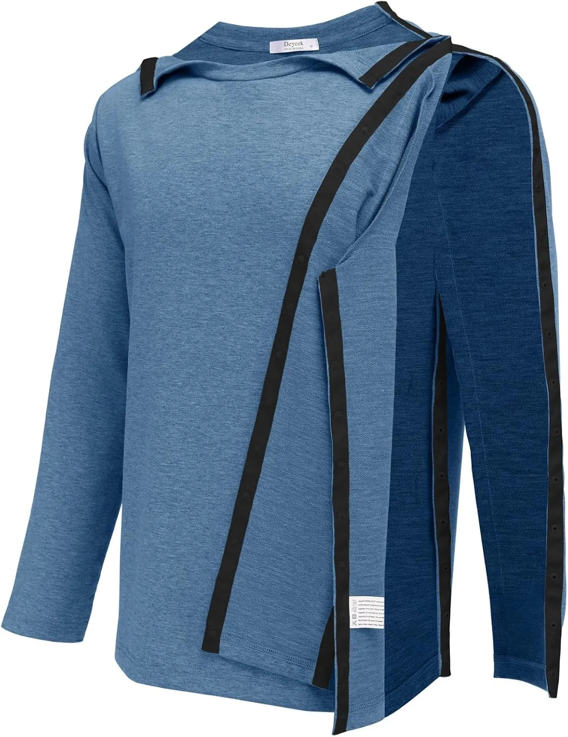 Deyeek Post Shoulder Surgery Recovery Shirts For Men Chemo Port Access Top Snap Full Tear Away Long Sleeve