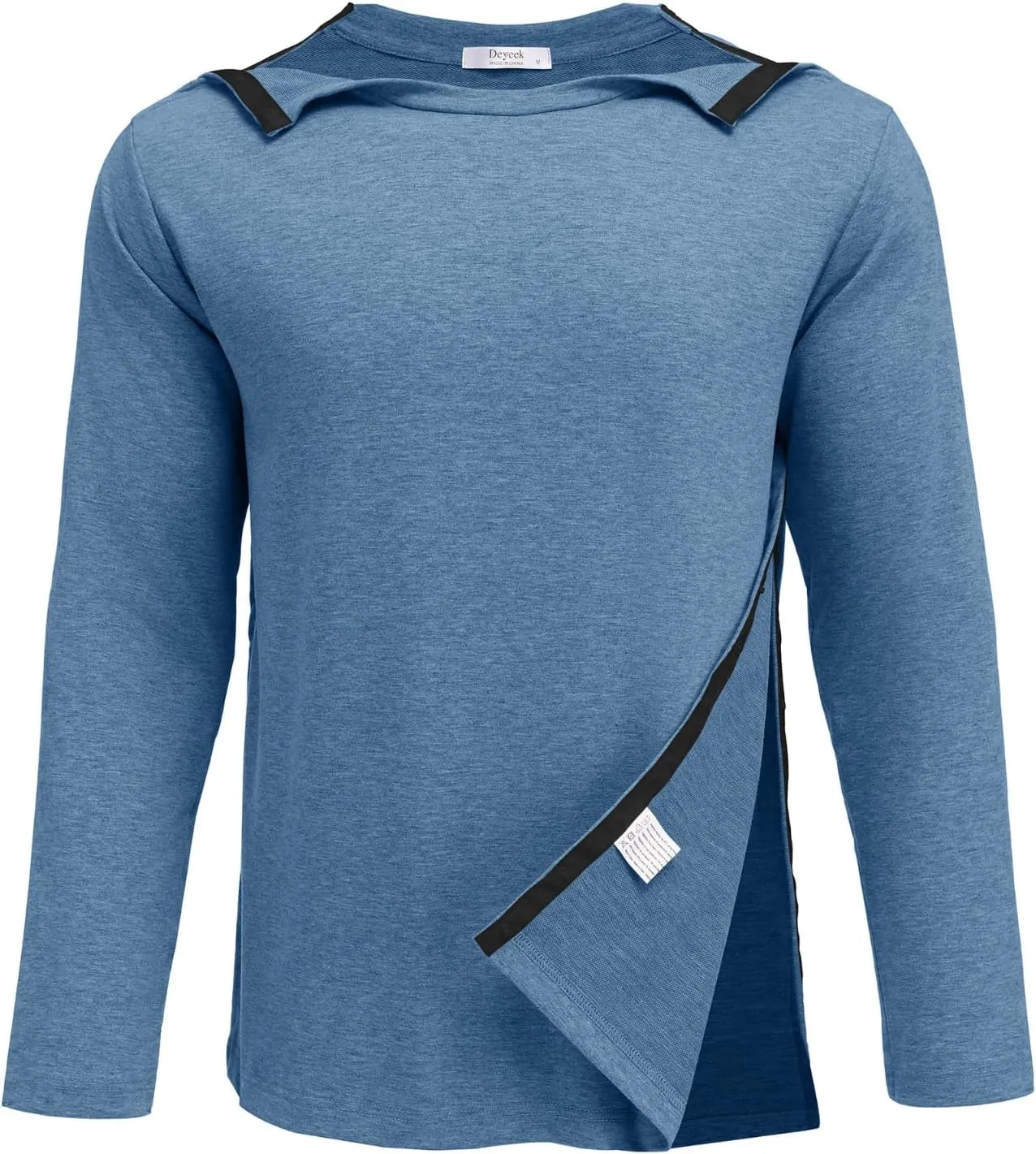 Deyeek Post Shoulder Surgery Recovery Shirts For Men Chemo Port Access Top Snap Full Tear Away Long Sleeve