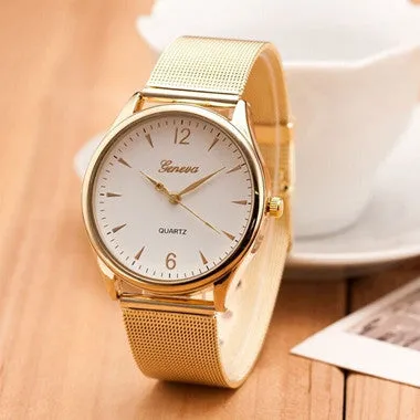 Gold Watch Women Watches Geneva Famous Brands Relogio Feminino 2017 Rhinestone Quartz Dress Ladies Mesh Wrist Clock