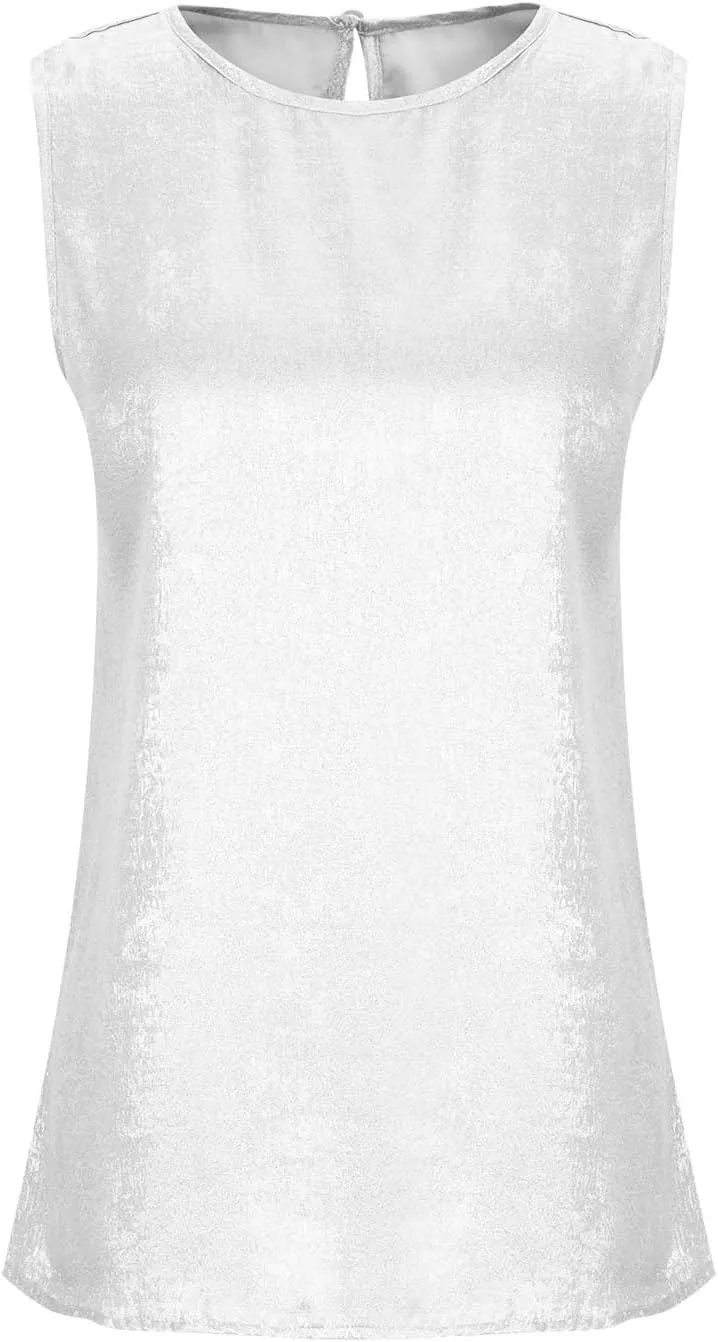 HGps8w Women's Shimmer Velvet Tank Tops Dressy Crew Neck Seeveless Cute Sparkle Glitter Party Disco Tee Shirts