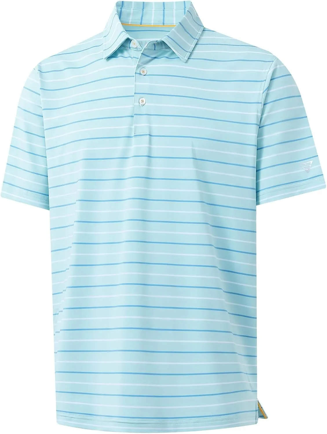 M MAELREG Golf Shirts for Men Short Sleeve Dry Fit Striped Performance Lightweight Moisture Wicking Collared Casual Golf Polo