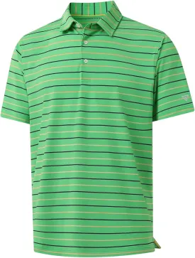 M MAELREG Golf Shirts for Men Short Sleeve Dry Fit Striped Performance Lightweight Moisture Wicking Collared Casual Golf Polo