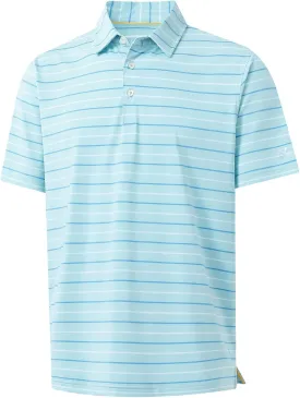 M MAELREG Golf Shirts for Men Short Sleeve Dry Fit Striped Performance Lightweight Moisture Wicking Collared Casual Golf Polo