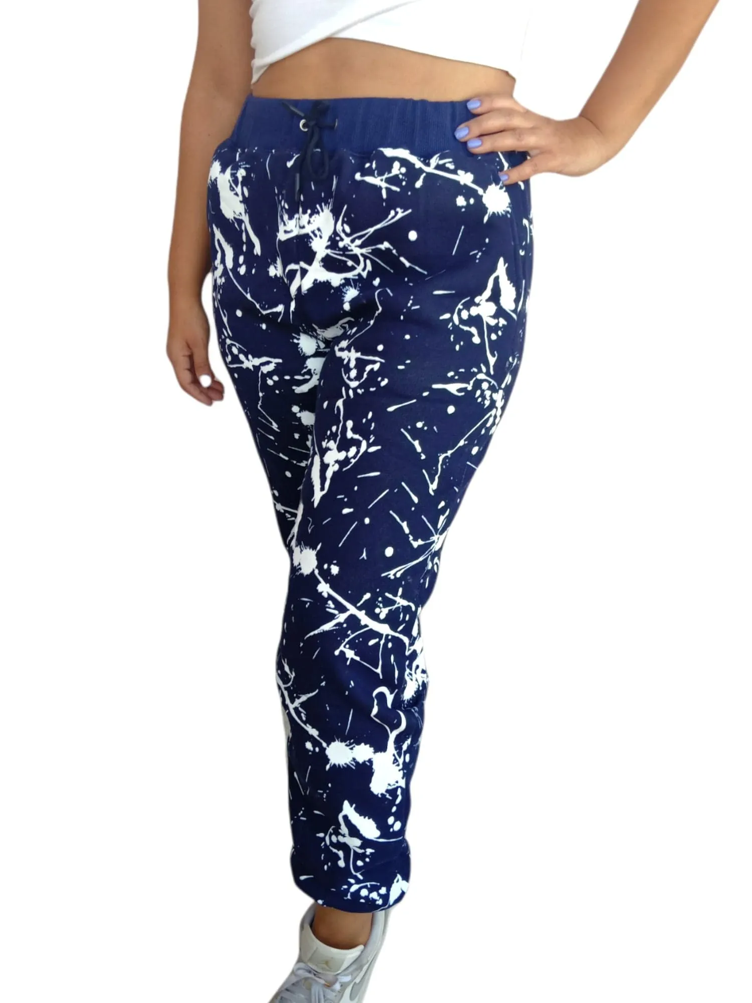 Melton Women Pants - Blue x White