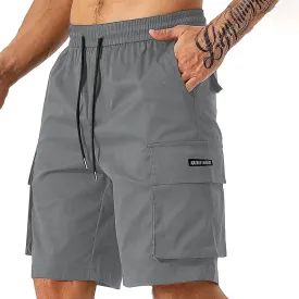 Men's Fashion Athletic Cargo Shorts Elastic Waist Quick-Dry Moisture-Wicking Workout Fitness Hiking Short Pants