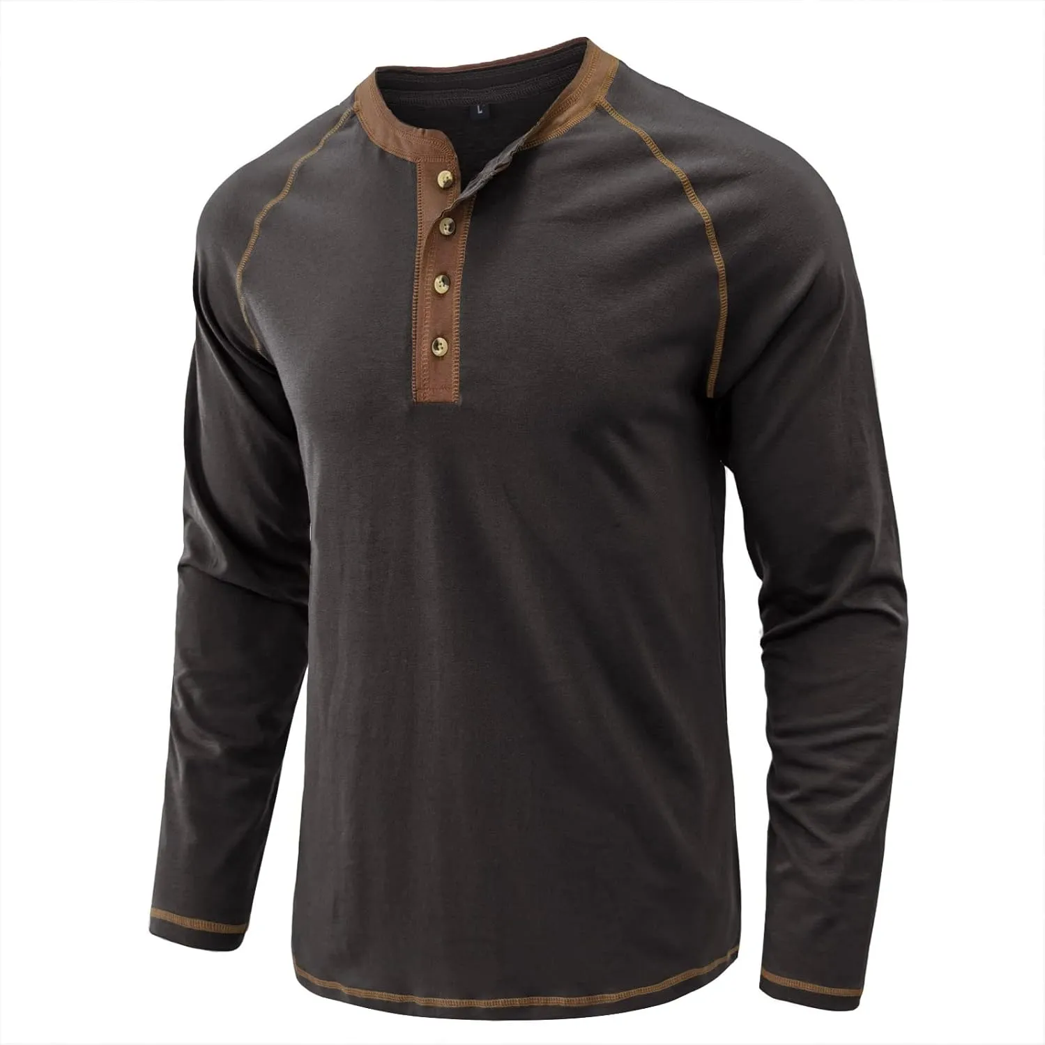 Mens Retro Henley Shirt Long Sleeve Henley T-Shirts for Men Casual Front Placket Spring Summer Business Office Basic Shirt
