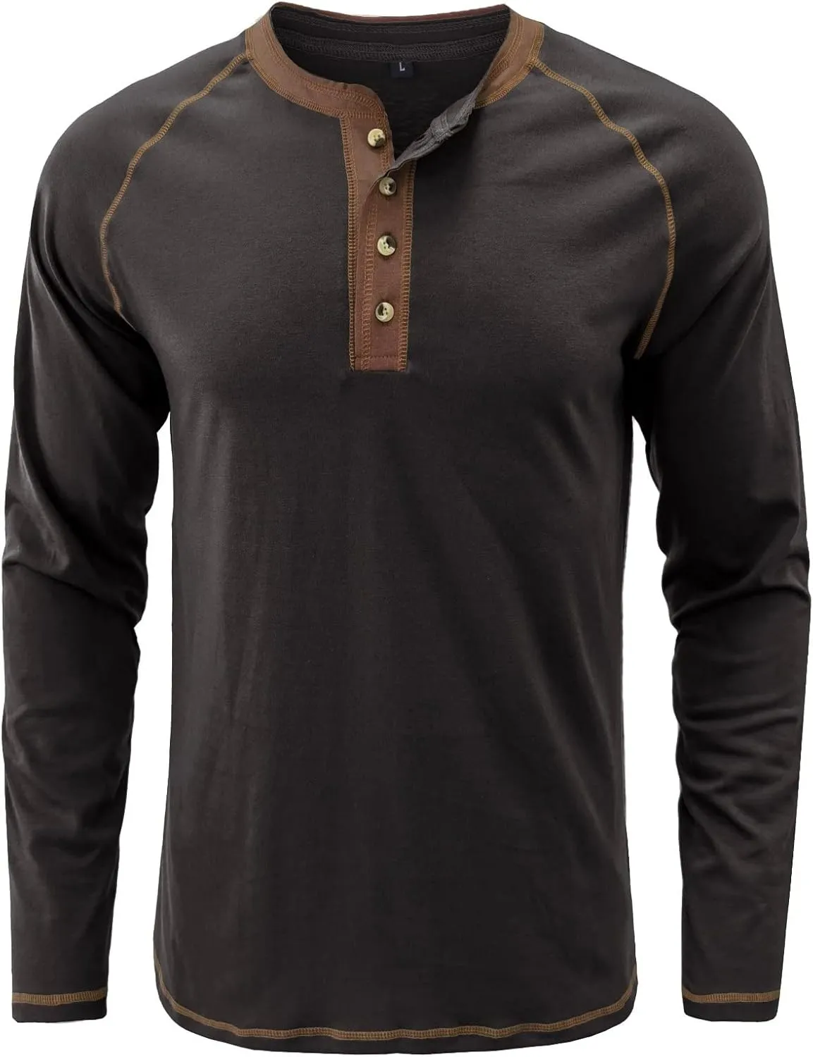 Mens Retro Henley Shirt Long Sleeve Henley T-Shirts for Men Casual Front Placket Spring Summer Business Office Basic Shirt
