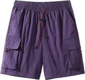 Men's Summer Wide Leg Cargo Shorts Streetwear Fashion Casual Quick-Dry Baggy Hip Hop Short Pants with Multi-Pockets