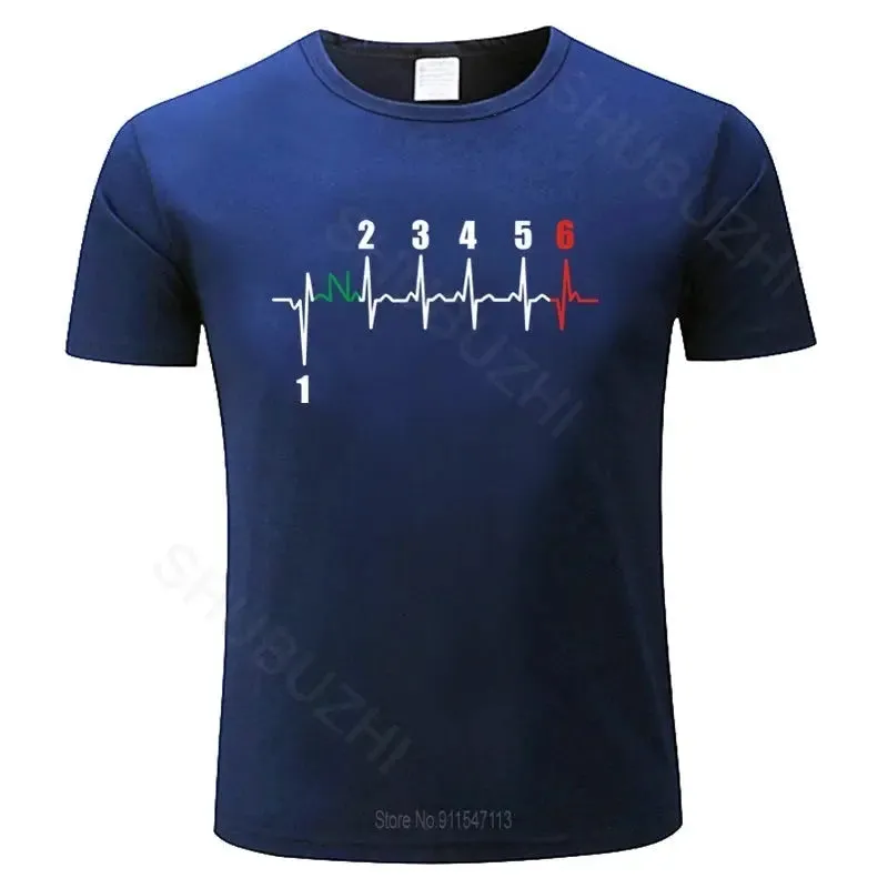 Motorcycle Heartbeat Gear Black Men T-Shirt Biker Lover Summer T Shirt Man Black Cotton Tee-Shirt Bigger Drop Shipping