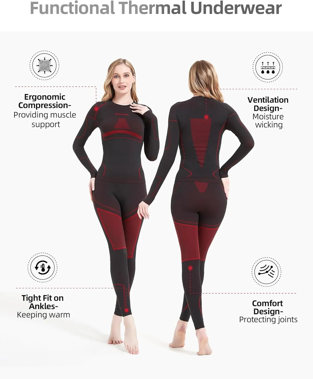 NOOYME Thermal Underwear for Women Base Layer Women Cold Weather,Long Johns for Women