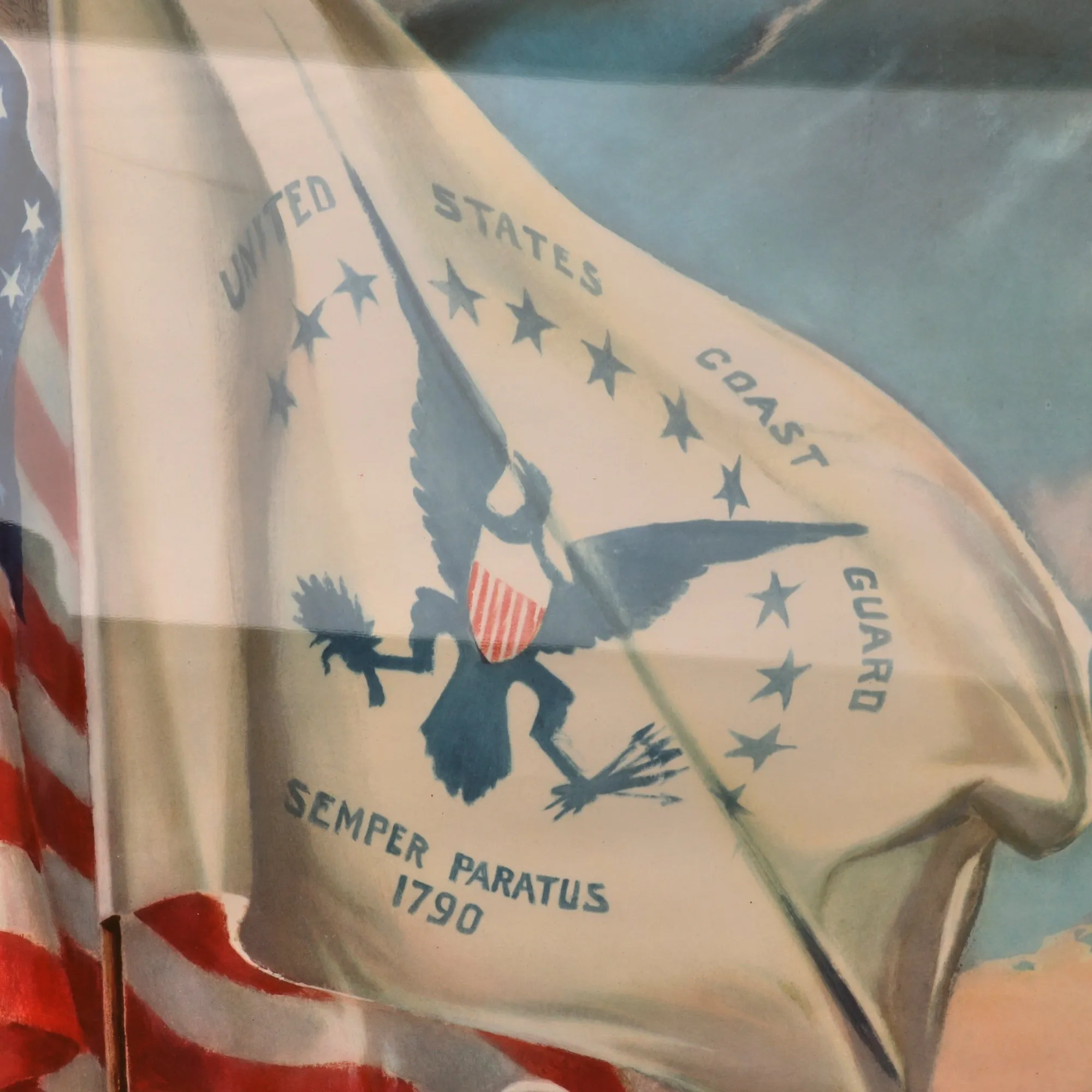 Original U.S. WWII United States Coast Guard (USCG) Women's Reserve SPARS Recruitment Poster - 45” x 31” Framed
