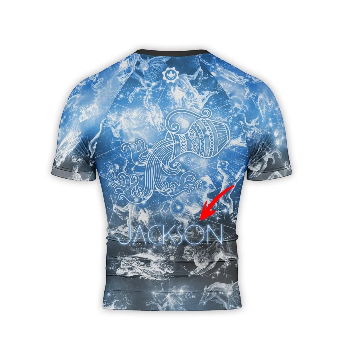 Personalized Zodiac Aquarius Short Sleeve Rash Guard