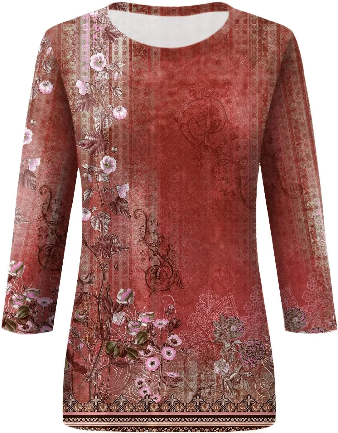 Petite Tops for Women 3/4 Sleeve Comfortable T Shirts for Women Summer Tops Round Neck Fall Long Sleeve Shirts