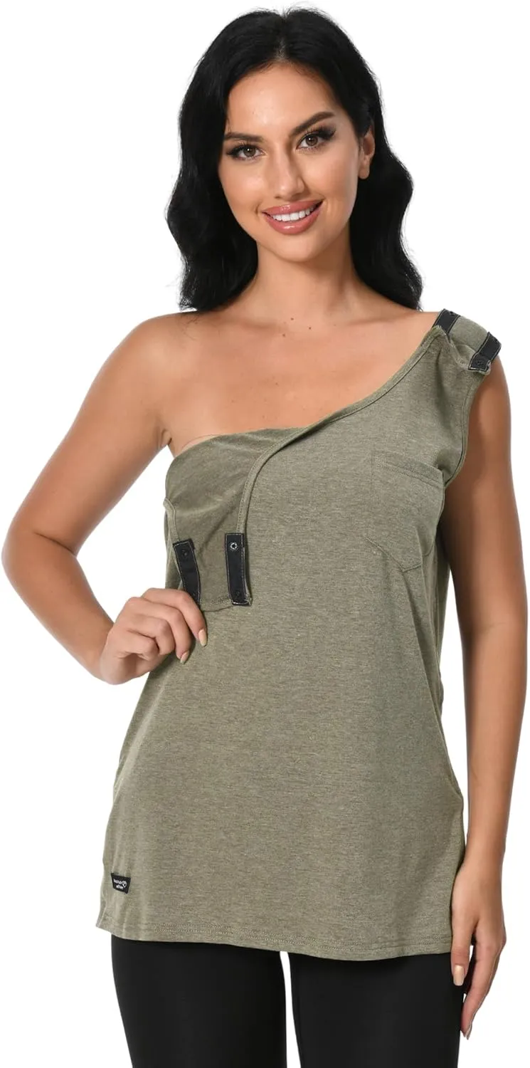 Post Surgery Shirts Shoulder Arm Broken Breast Recovery Tank Tops Clothing Snap Open Sleeveless Shirt Unisex Size