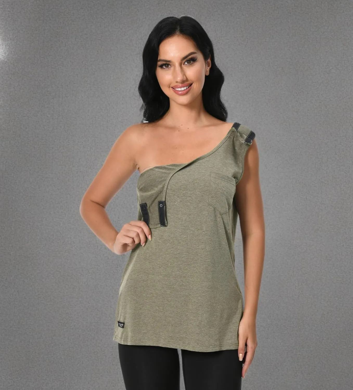 Post Surgery Shirts Shoulder Arm Broken Breast Recovery Tank Tops Clothing Snap Open Sleeveless Shirt Unisex Size
