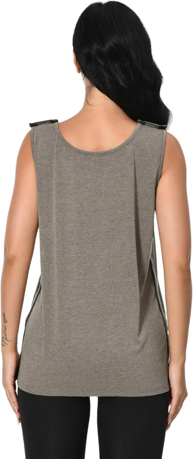 Post Surgery Shirts Shoulder Arm Broken Breast Recovery Tank Tops Clothing Snap Open Sleeveless Shirt Unisex Size