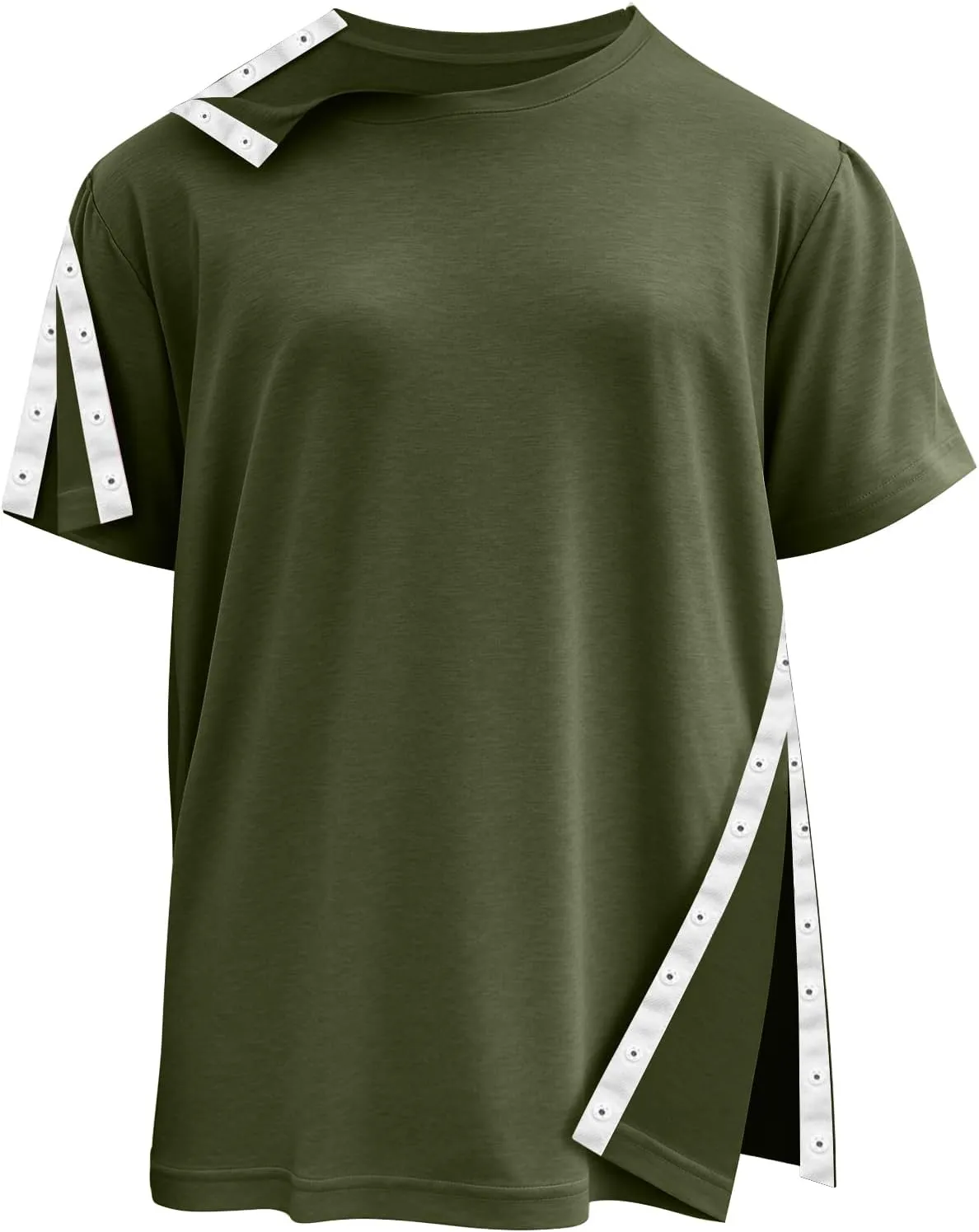 Shoulder Recovery Shirts Unisex-Post Shoulder of Short Sleeves with Hidden Snap Buttons on Sides