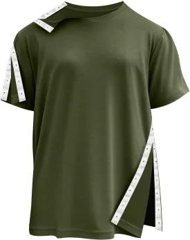 Shoulder Recovery Shirts Unisex-Post Shoulder of Short Sleeves with Hidden Snap Buttons on Sides