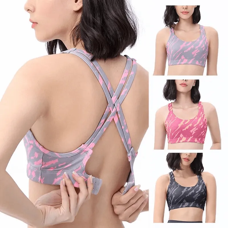 Stylish Elastic Sports Bra with Cross Back for Women - SF1610