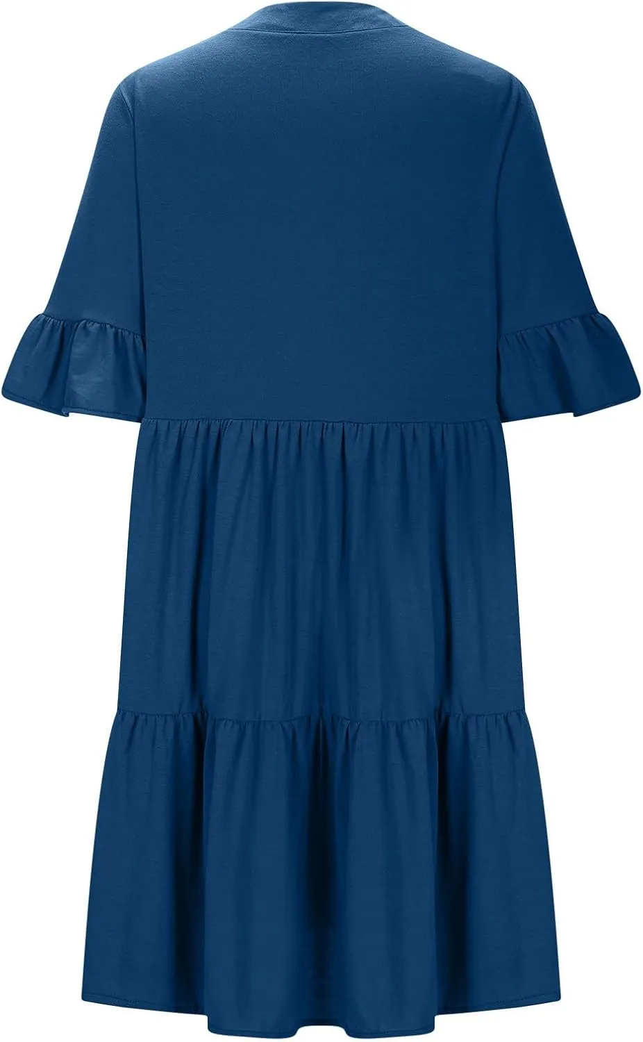 Summer Dresses for Women Casual Ruffle Sleeve Button Down Shirt Dress Tiered Flowy Shift Sundresses with Pockets