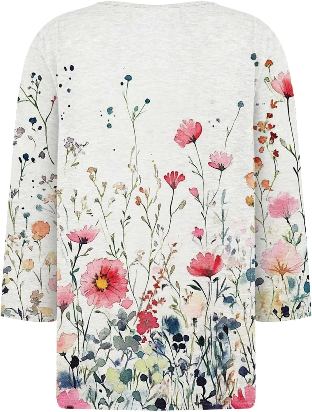 Summer Tops for Women 2025 Dressy Casual Boho 3/4 Sleeve Tunics Loose Fit T Shirts Trendy V Neck Button Down Blouses