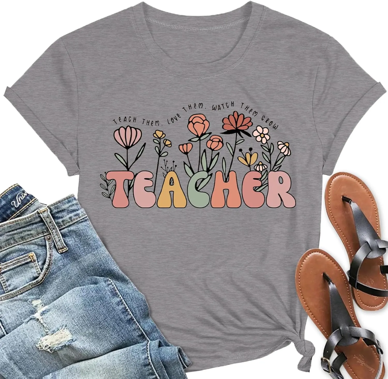 Teacher Shirts for Women Teacher Appreciation Tshirts Flower Graphic Tees for Women