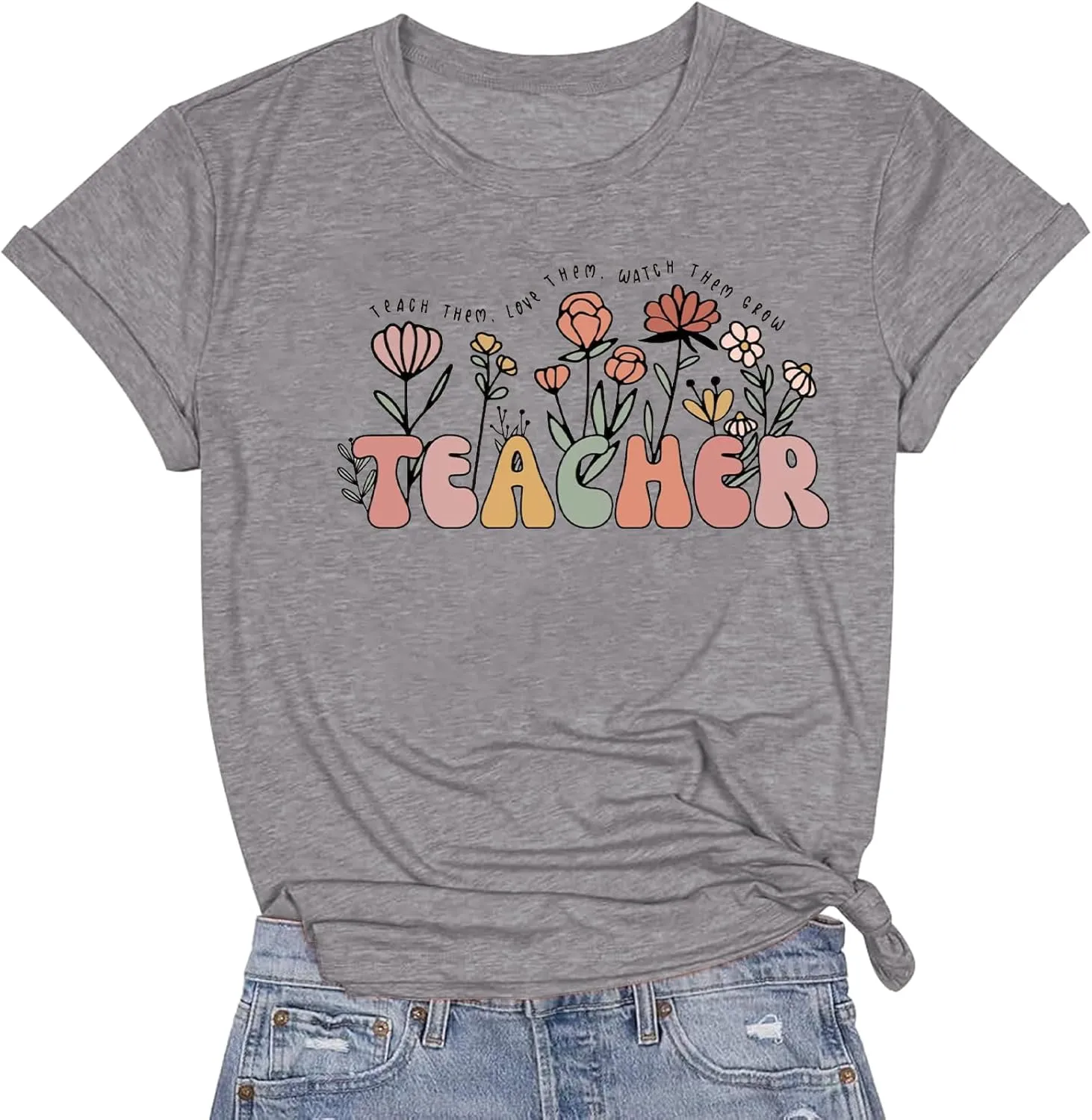 Teacher Shirts for Women Teacher Appreciation Tshirts Flower Graphic Tees for Women