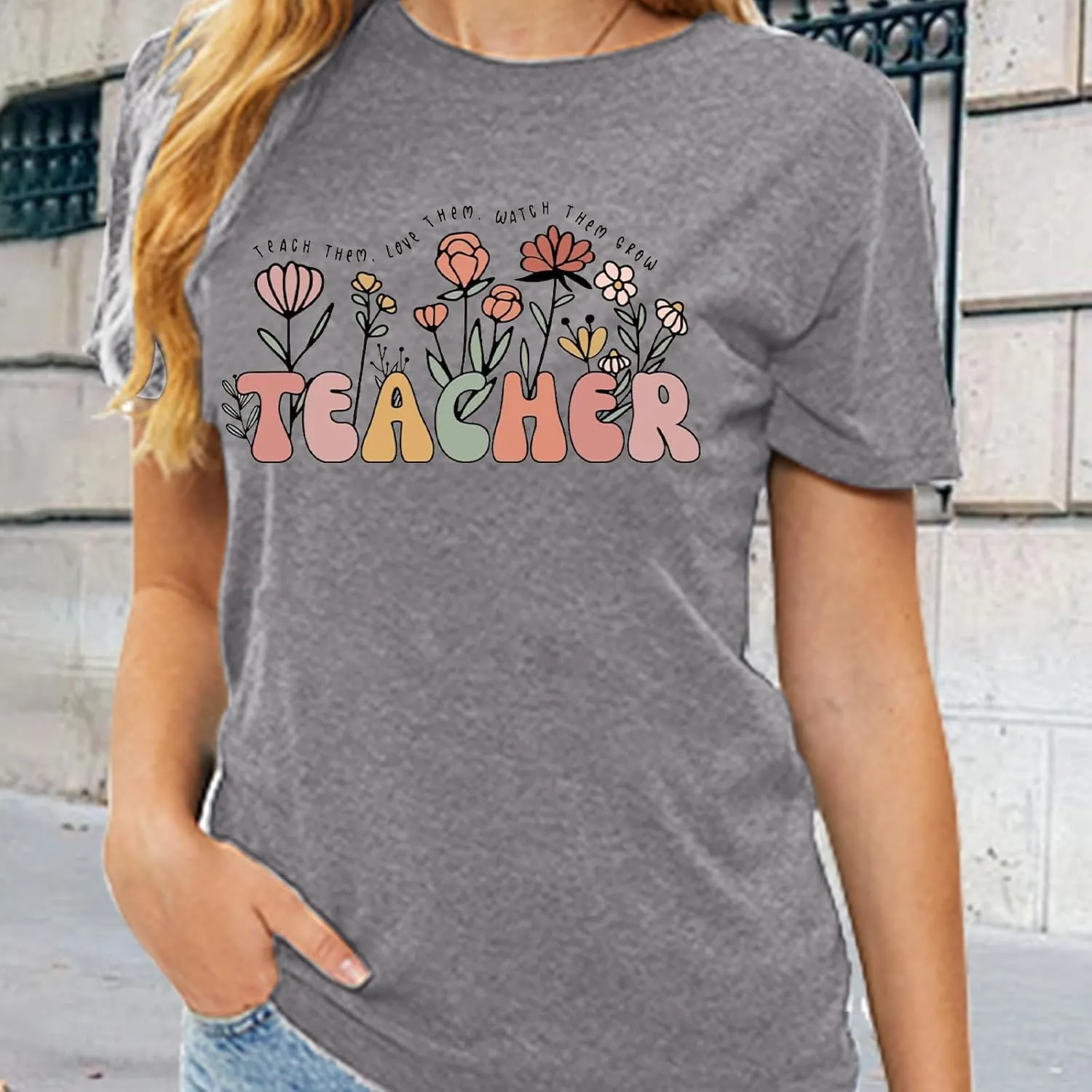 Teacher Shirts for Women Teacher Appreciation Tshirts Flower Graphic Tees for Women