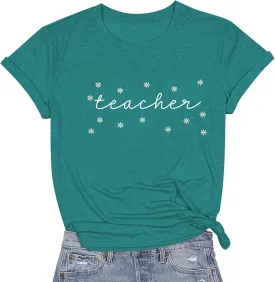 Teacher Shirts for Women Teacher Appreciation Tshirts Flower Graphic Tees for Women