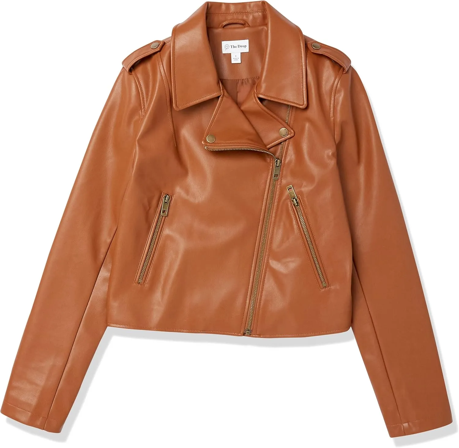 The Drop Women's Heather Faux Leather Moto Jacket