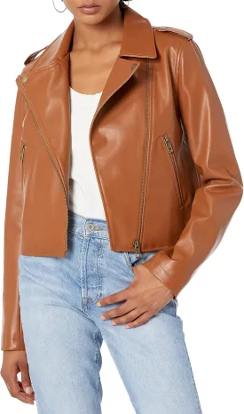 The Drop Women's Heather Faux Leather Moto Jacket