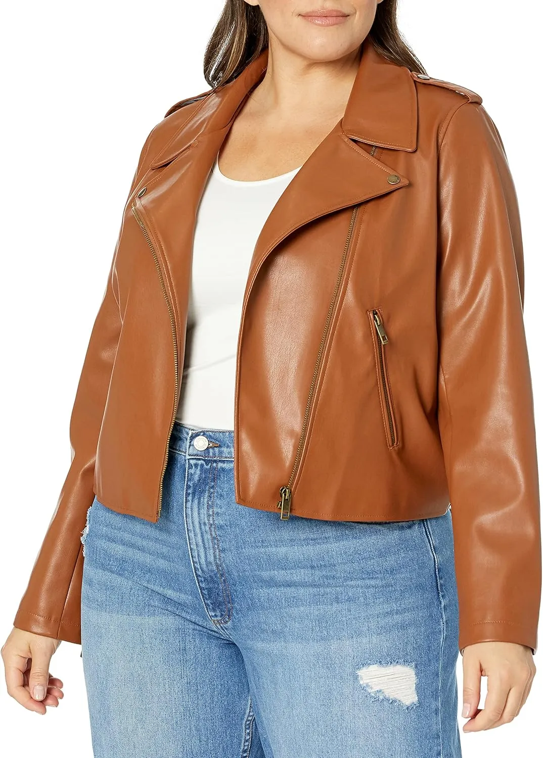 The Drop Women's Heather Faux Leather Moto Jacket