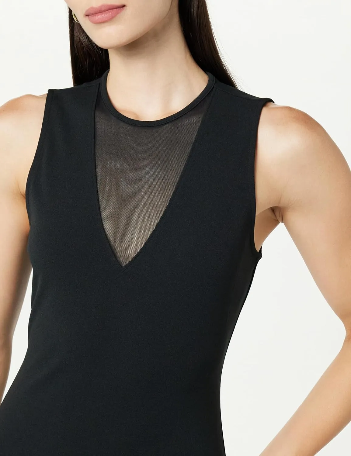The Drop Women's Joce Mesh V-Neck Midi Dress