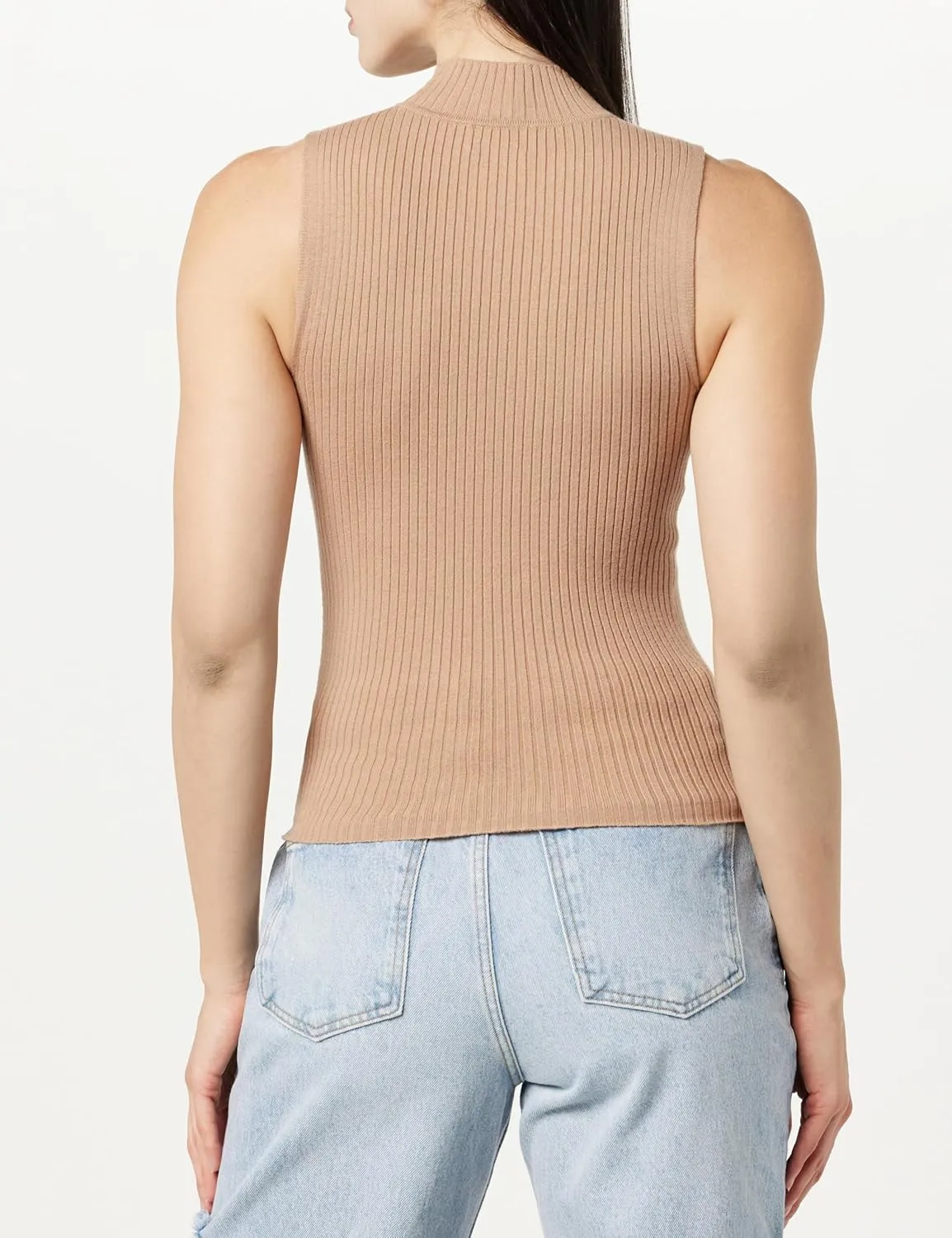 The Drop Women's Karolina Sleeveless Ribbed Mock-Neck Sweater