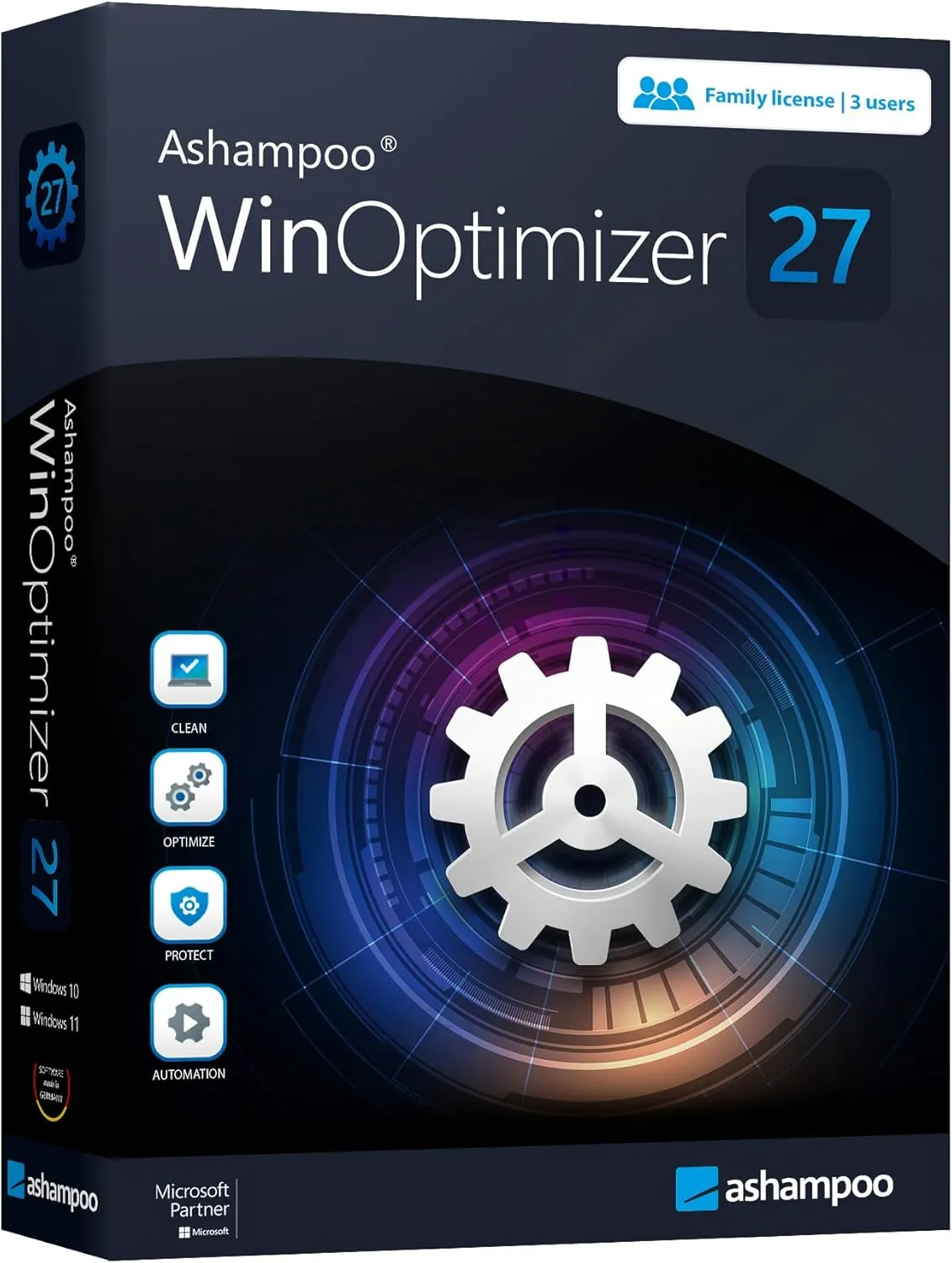 WinOptimizer 27 - Increase the performance, stability and system optimizer  License for 3 PCs  for Windows 11, 10, 8.1, 7