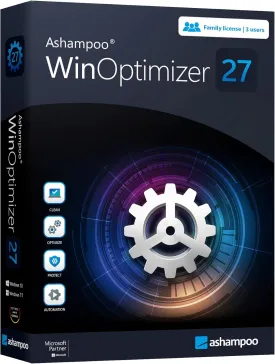 WinOptimizer 27 - Increase the performance, stability and system optimizer  License for 3 PCs  for Windows 11, 10, 8.1, 7