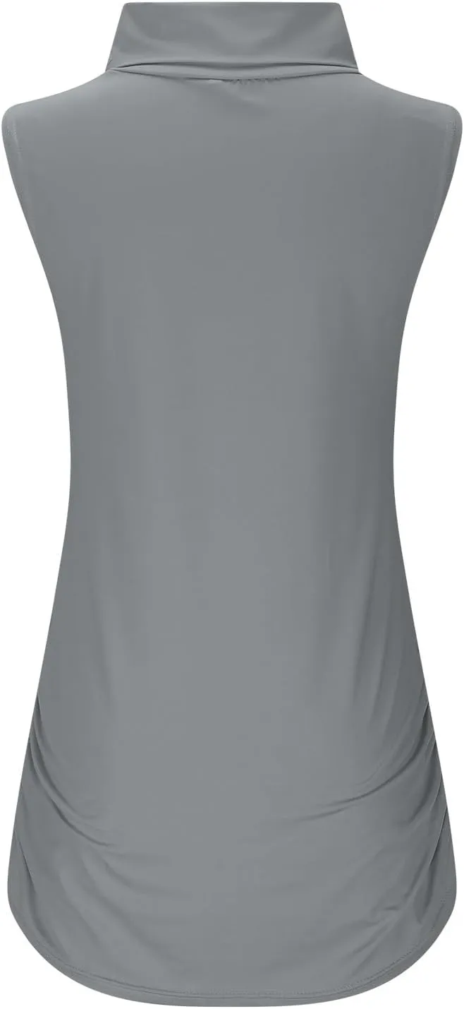 Women Mock Turtleneck Long Sleeve T Shirt Plus Size Sleeveless Tank Tops Basic Stretch Slim Fit Undershirts