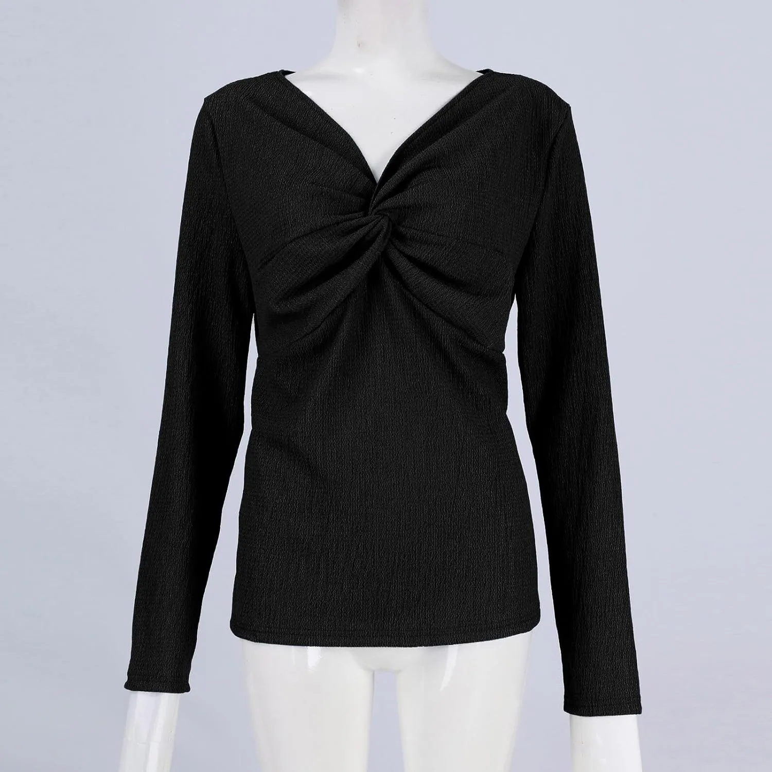 Womens Polo Shirts Long Sleeve Business Casual Tops Collared V Neck Ribbed Knit Sweater Slim Fit Trendy Blouses