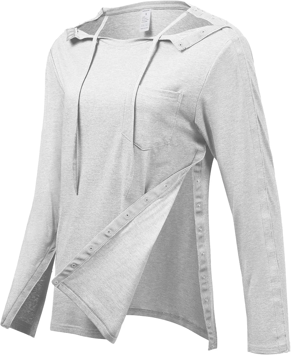 Women's Post Shoulder Surgery Shirts Long Sleeve, Tear Away Adaptive Clothes After Rotator Cuff Chemo Port T Shirt Tops
