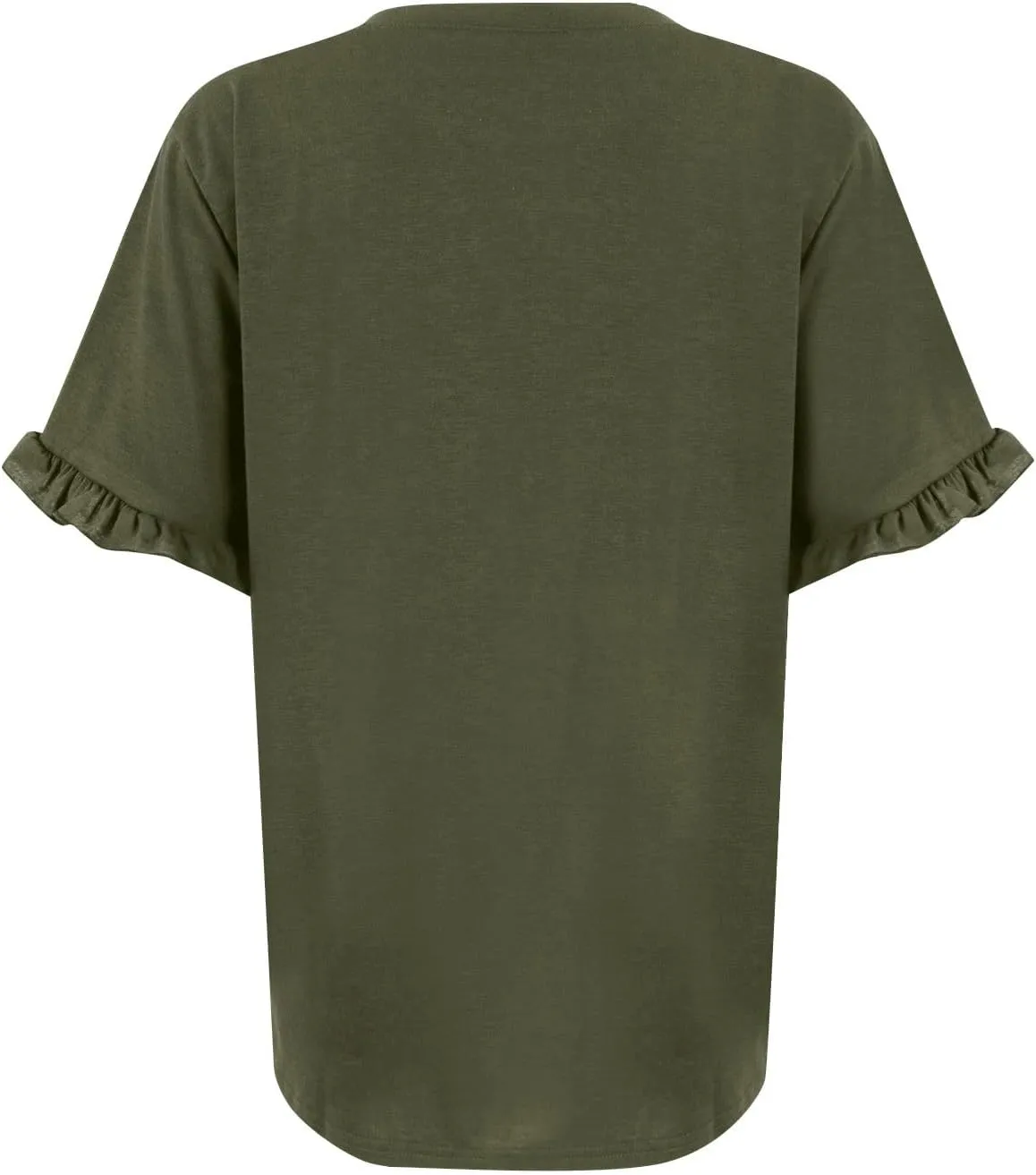Womens Summer Tops 2024 Ruffle Short Sleeve Casual Fashion Crewneck T-Shirts Solid Color Tunic Blouses Shirts